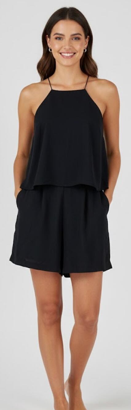 Express Flowy Halter Romper Black Sleeveless Womens Size 8 New